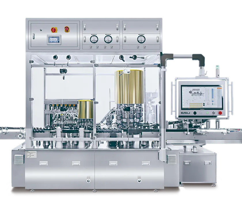 이수이엔지 VLFC-150I 점안제 충전 & 캡핑기 - VLFC-150I는 분당 150개의 처리 능력을 갖춘 점안제 전용 충전·캡핑 통합 모노블록 장비입니다