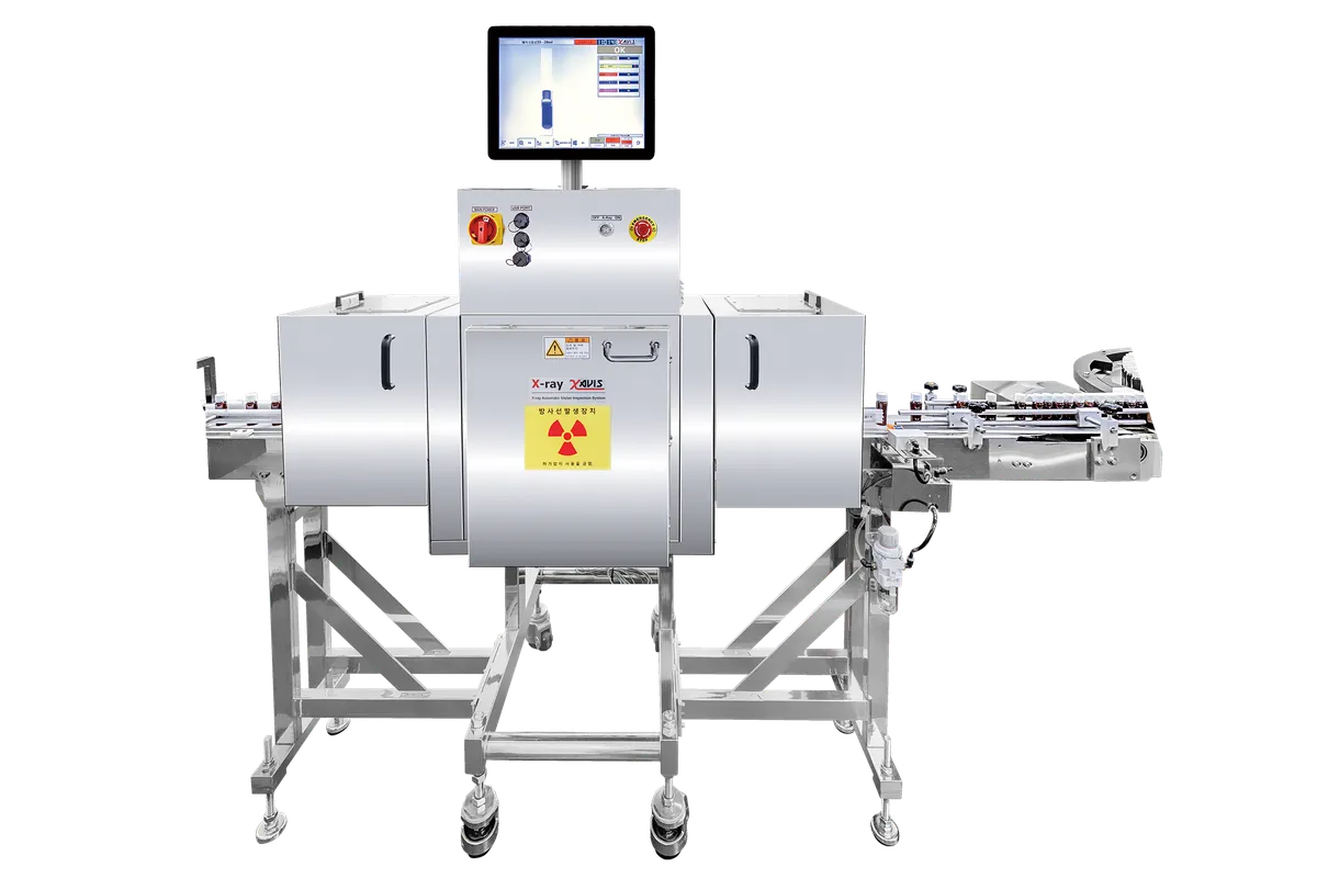 이수이엔지 VNIX-200 X-RAY 이물검사기 - VNIX-200은 분당 200개의 처리 능력을 갖춘 X-ray 기반 이물 검사 장비로, 금속 기준 1mm 수준의 이물 검출 능력을 제공합니다